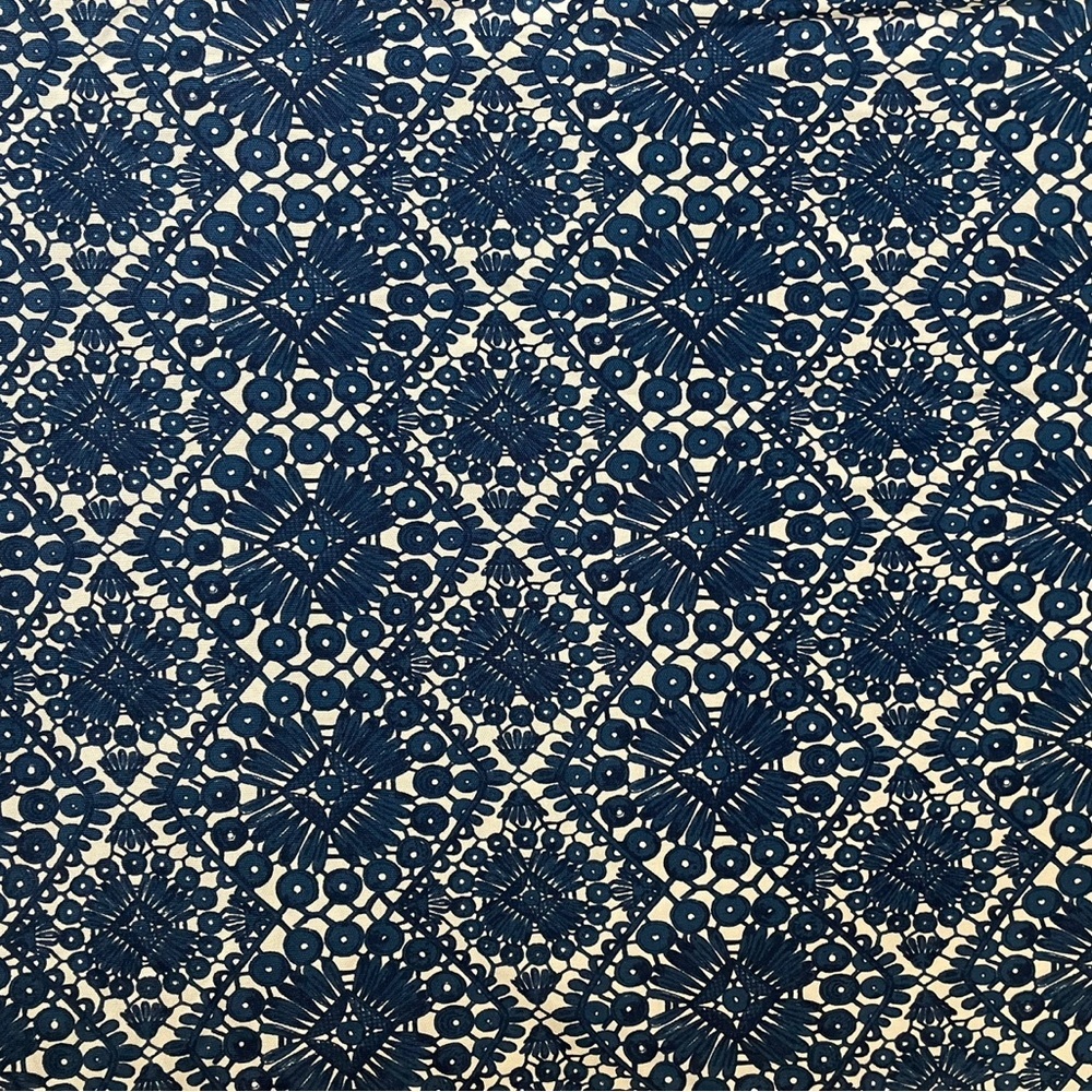 TORY Burch Women's 100% Silk Blue White Geometric Pattern Dress Size Small - Picture 10 of 12